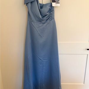 Mori Lee One Shoulder Light Blue Dress